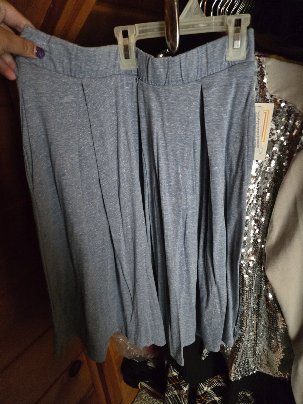LuLaRoe Heather Blue Pleated Circle Skirt